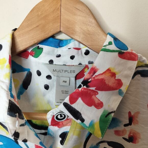 Multiples Button Up Shirt Abstract Colorful Art to Wear - Picture 9 of 11